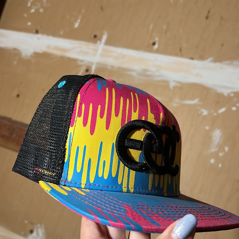 EDC Electric Daisy Carnival Paint Drip Men’s Cap Insomniac Trucker Hat Snap - Picture 3 of 7